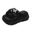 Fashion 8CM Women's Chunky Slippers Summer High Platform Wedges Blingbling Shoes Woman Beach Flip Flops Thick Bottom Sandalias Mujer