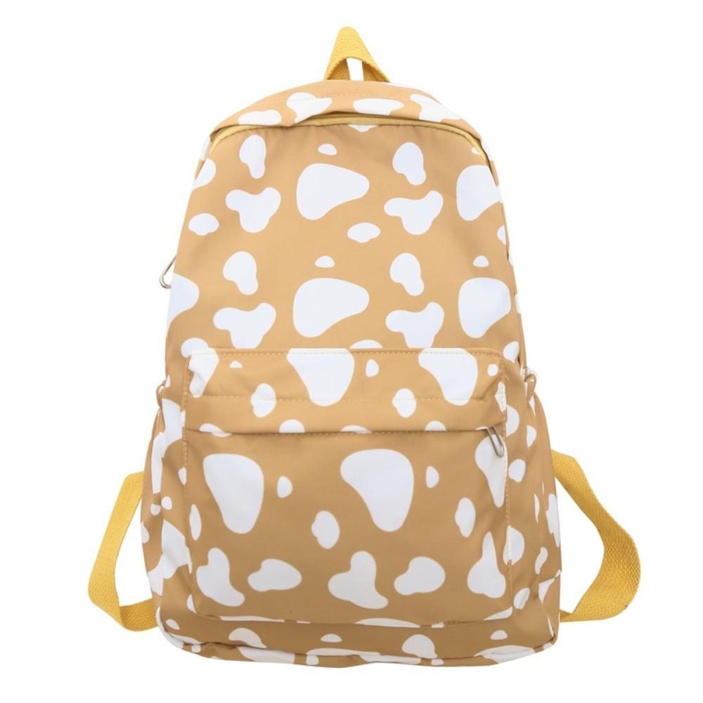 Portable Cow Pattern Student Backpack Nylon Large Capacity Teenage Bookbag Wear Resistant Travel Backpack Students