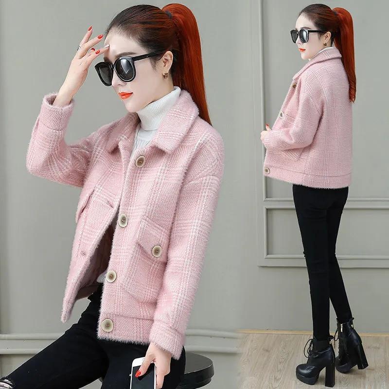 Утолщенные шубы из искусственной норки, женские универсальные теплые куртки в корейском стиле, большие размеры, осенние и зимние толстые короткие пальто