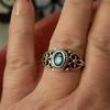 New retro-patterned moonstone artificial ring jewelry