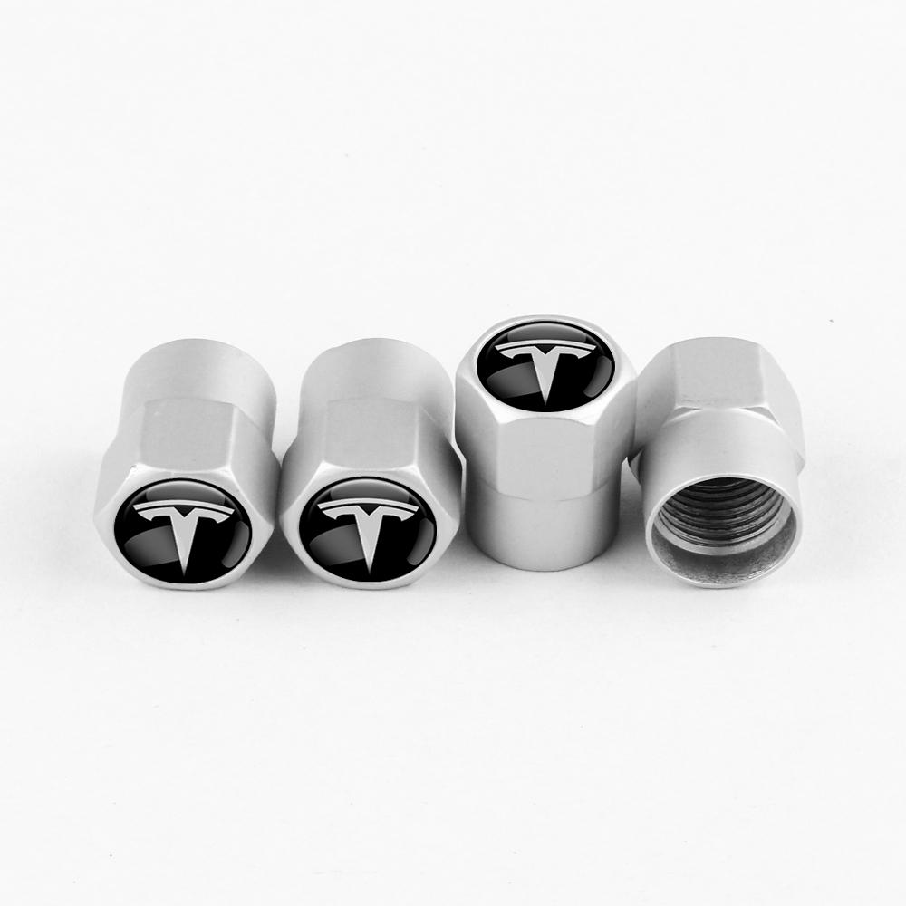 hjqcu2 4Pcs 3D Aluminum Alloy Wheel Tire Valve Caps Auto Accessories For Tesla Model 3 Model S Model X Coil Mod K80 Roadster Invader