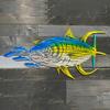 Metal Tuna Fish Wall Art Ocean Theme Wall Hanging Sculpture Blue Fish Cutout Wall Sign for Coastal Home Office Patio Indoor Outdoor Decor