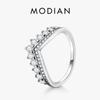Кольцо на палец с короной из стерлингового циркона 925 пробы Modian, классические штабелируемые серебряные украшения для женщин, свадебный рождественский подарок