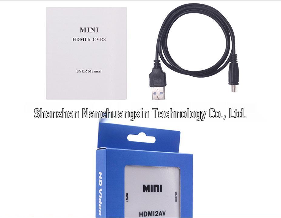Мини-адаптер-конвертер HDMI в AV 1080P