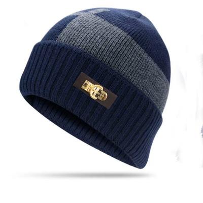 Мужская вязаная шапка, осенне-зимняя теплая вязаная шапка, шапка-бини для большой головы, смесовая утолщенная флисовая шапка от холода