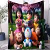 Kawaii SakuraDoraemon In Crystal Ball Fleece Blanket Warm Soft Street Trend Plush for Girls Boys for Home Camping Travelling