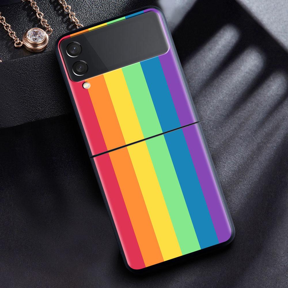 Защитный чехол для Samsung Galaxy Z Flip 3 Черный Жесткий ПК Роскошный Чехол для телефона ZFlip3 5G Ударопрочная Оболочка Лесбиянка ЛГБТ Прайд Фунда