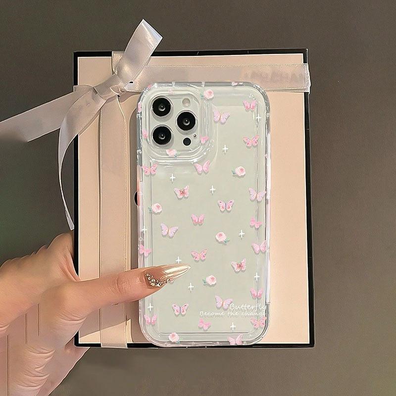 Цветок бабочки подходит для чехла для мобильного телефона Apple 15promax iPhone14 прозрачный 13pro противоударный xsmax мягкий 11.