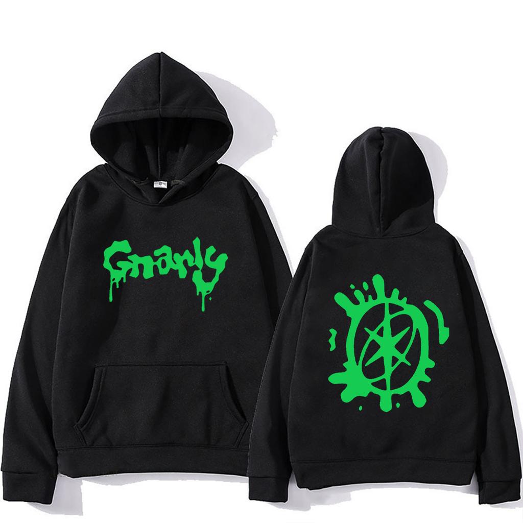 Green-drip Men Hoodie Front Neon Slime Text Print, Big Green Splash Star Symbol Back Graphic, Thick Fleece Pullover Sweatshirt for Urban Daily Outfits