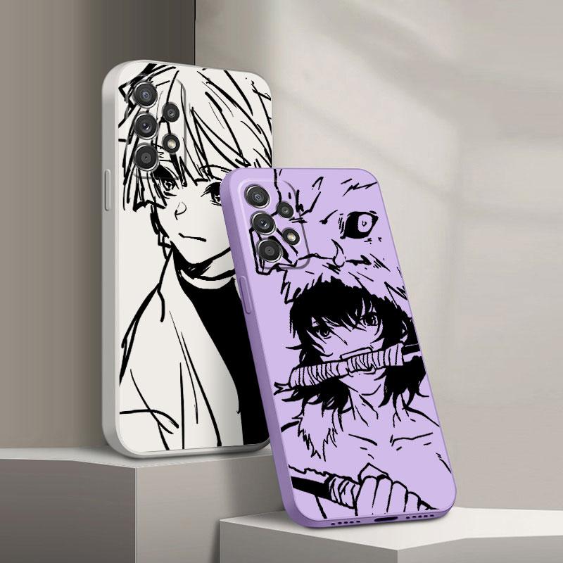Чехол-капа с изображением аниме «Убийца Демонов» для Samsung Galaxy A13 A12 A52s A33 A13 A73 A53 A42 A72 A22 A52 A32 A23, роскошный квадратный жидкий чехол