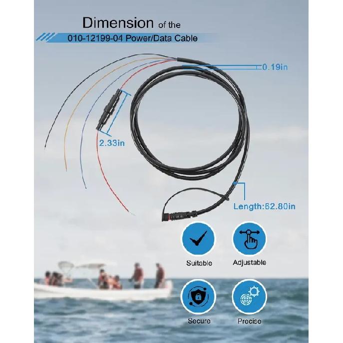 010-12199-04 Power/Data Cable 4-Pin Replaces for Garmin Striker Echo, Striker Plus, Striker 4, Fishfinder, Echomap