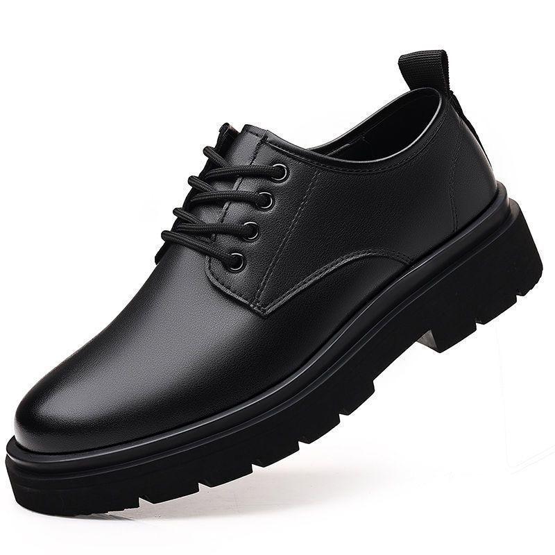 Inner Heightening Men's Shoes Spring Leather Business Dress Leather Shoes Men's Casual Shoes Breathable Low-top Martin Boots