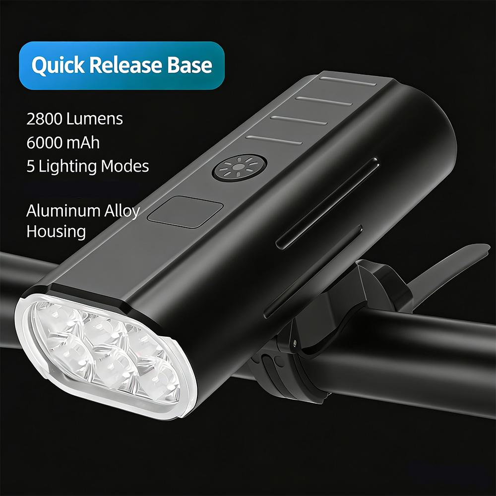 BUCKLOS Bicycle Light 6000mAh Road Bike Headlight 2800 Lumens Cycling Front Lamp USB Rechargeable Bicycle Front Lights
