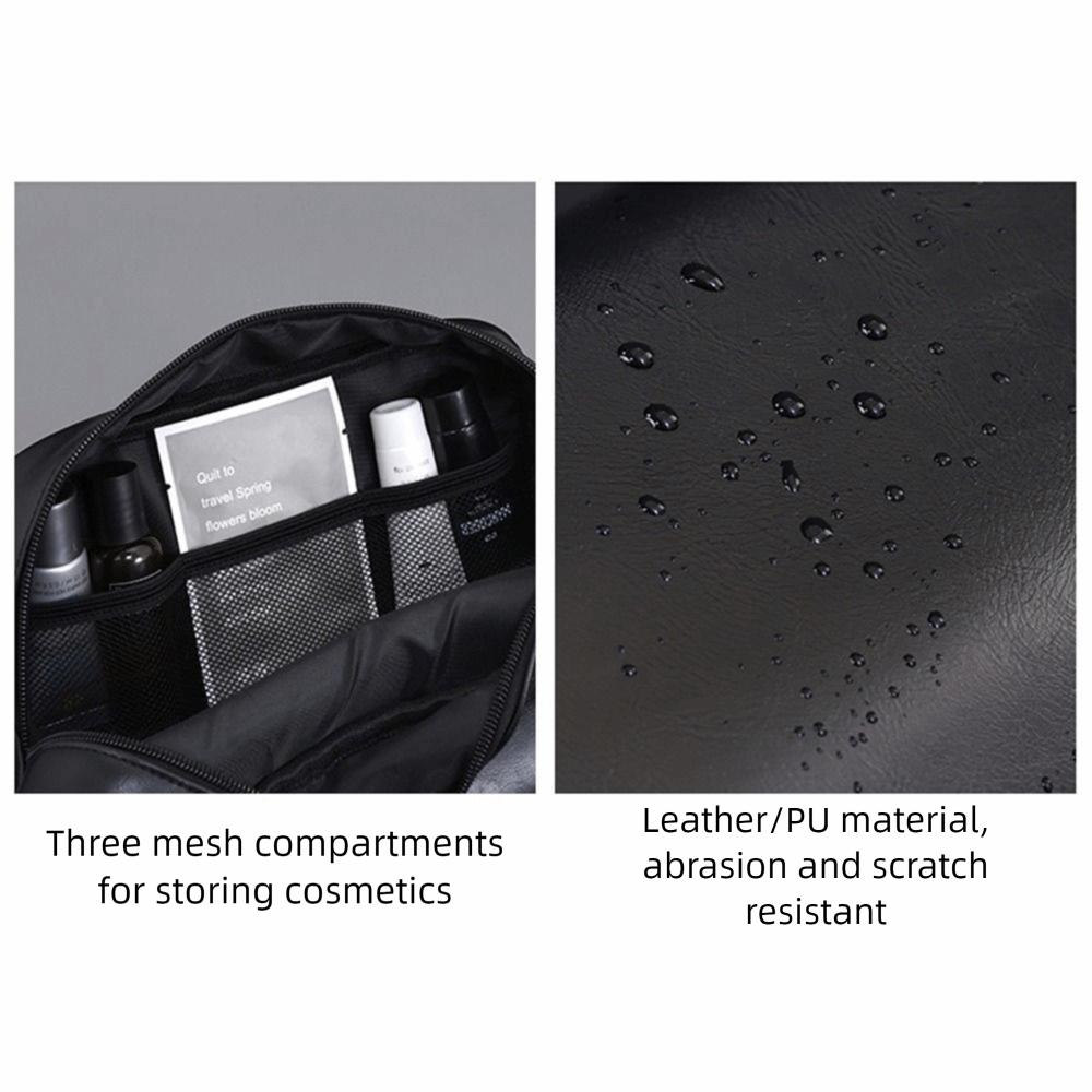 Multi Pocket Cosmetic Storage Bag Retro Travel Toiletry Bag Men Leather Wash Bag  Business Trips