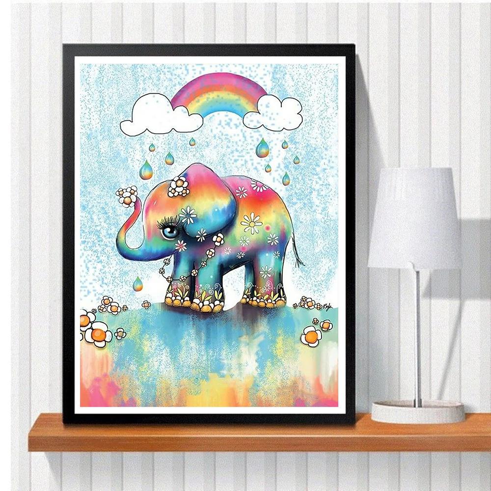 5D DIY Алмазная картина Красочная картина со слоном Набор для вышивки крестом Мозаика Алмазная вышивка Роза Полный круглый/квадратный дрель Украшение дома