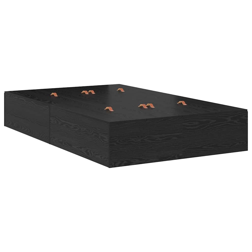 Storage Bed Frame Black Oak Effect 120 x 190 cm