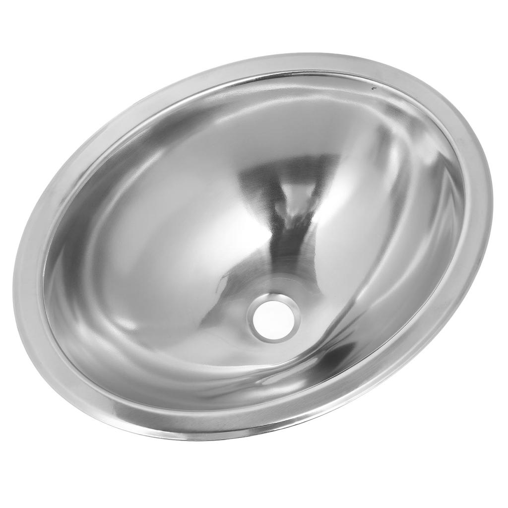 446x346x150mm RV 304 Stainless Steel Sink Oval Round Kitchen Hand Wash Bath Sink with 40mm Sewer Outlet for Boat