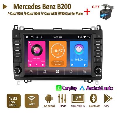 Автомобильный радиоприемник, мультимедийный проигрыватель для Mercedes Benz A-Class W169 B-Class W245 V-Class W639 W906 Sprinter Viano 2 Din Android Carplay GPS Autoradio 1+32 ГБ