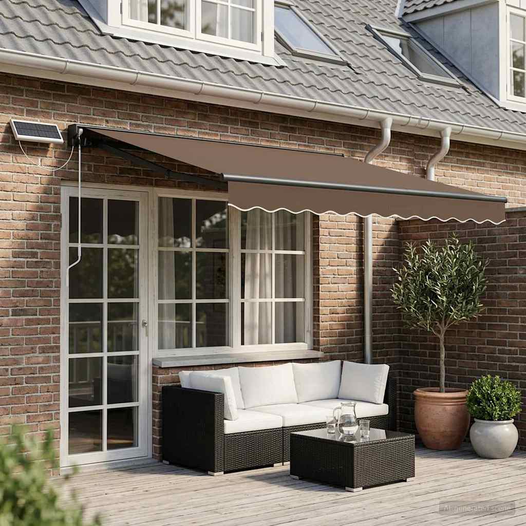 Electric Retractable Awning Taupe 5 x 3 m