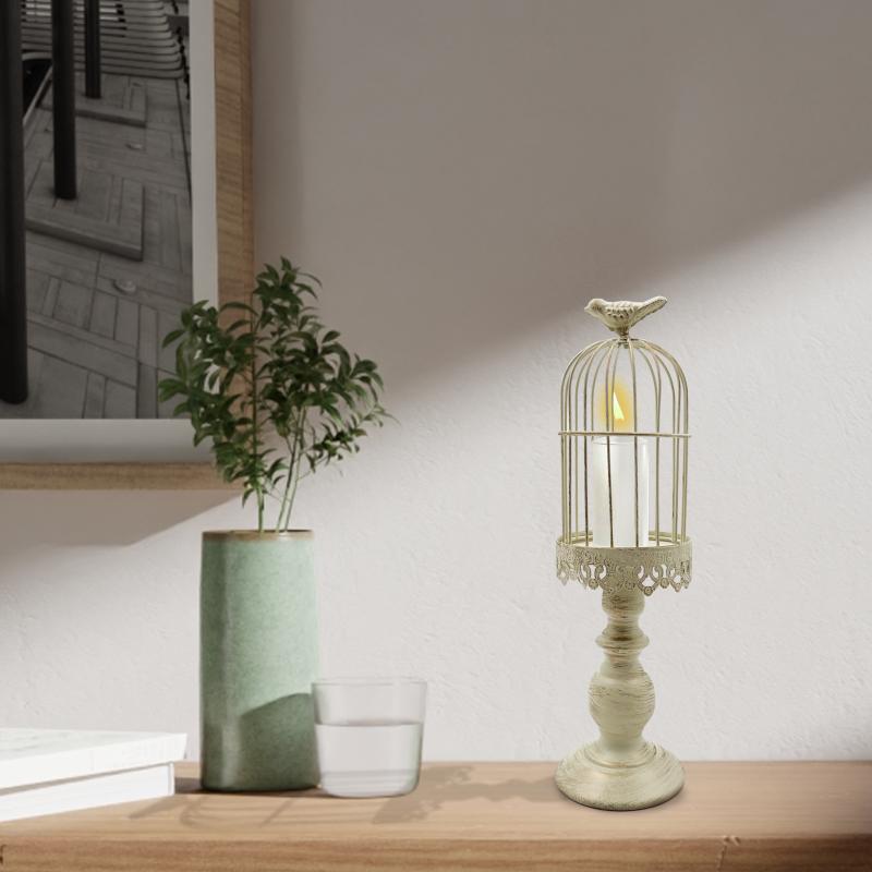 Ретро потертый подсвечник декоративный подсвечник в виде птичьей клетки винтажный металлический подсвечник для свадебной вечеринки домашний декор 11,8 дюймов