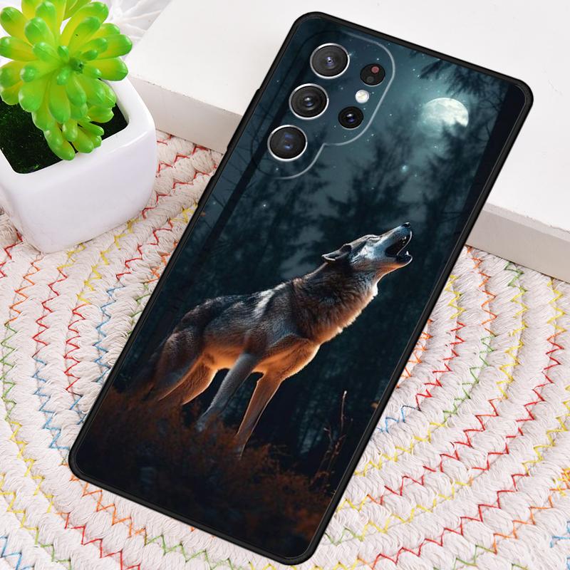 Силиконовый чехол для телефона Samsung Galaxy note 10 pro S26 S25 S24 S23 S22 S21 Plus S25Ultra с принтом 'Воющий волк на луне' Чехол