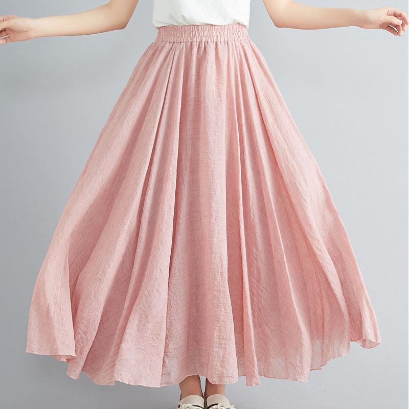 Модные однотонные женские юбки из хлопка и льна, макси, элегантные, Harajuku Saia, повседневные, свободные, длинная юбка, женская одежда, Faldas Ropa Mujer