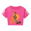 Fashionable Round Neck Short Sleeve Work Clothes Printed Tops For KID Summer Tops