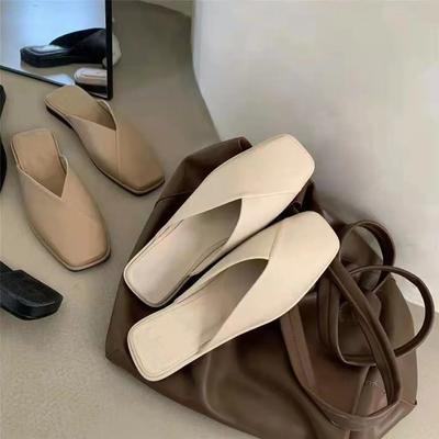 Модные мюли Slip on, большой размер 43, летние женские повседневные туфли на плоской подошве с квадратным носком для отдыха на открытом воздухе, женские тапочки