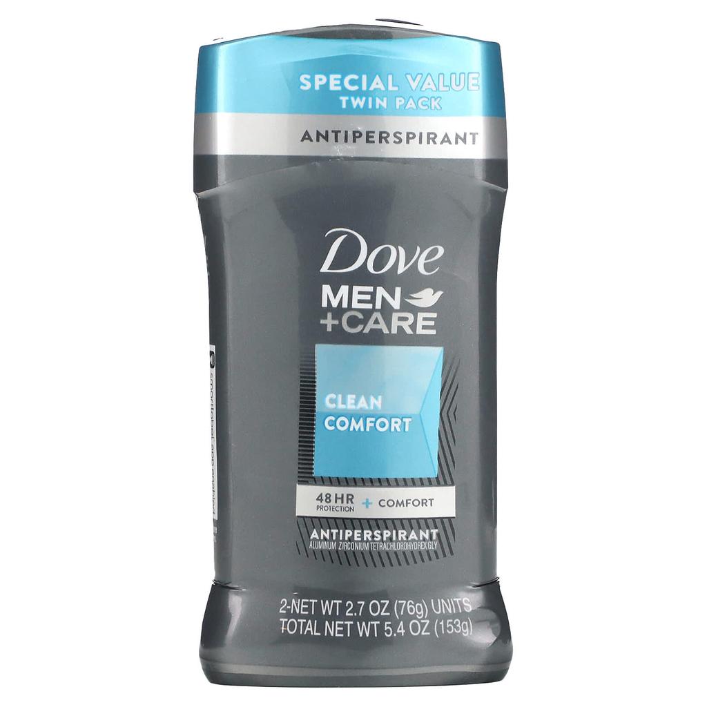 DOVE Men+Care, Clean Comfort, дезодорант-антиперспирант, 2 упаковки, 2,7 унции (76g) каждый