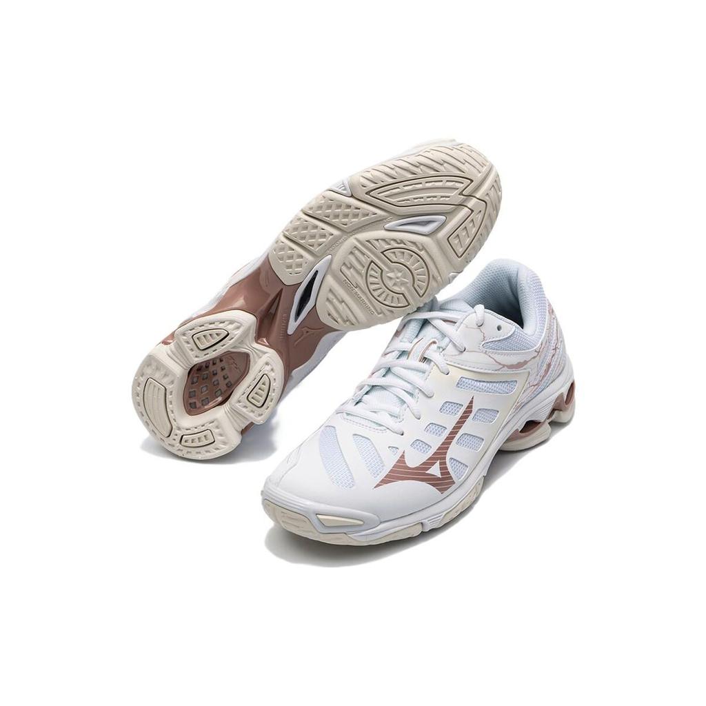 Mizuno Серия Wave Voltage Удобные повседневные амортизирующие нескользящие прочные низкие кроссовки для тренировок Мужские кроссовки Бело-розовые V1GC216036