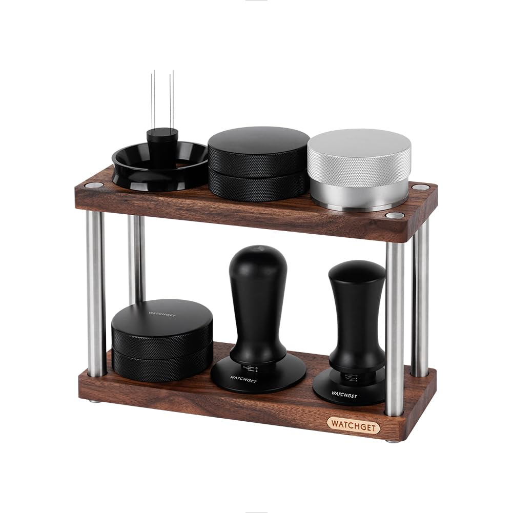Watchget Espresso Coffee Tamper Station, Double-Deck Espresso Tamper Storage Stand Rack for 51-58mm Tampers and Distributors