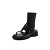 Casual Black Round Head Rubber Soft Sole Platform Sandals New Women's Roman Sandals Side Zipper Size Women's Shoes