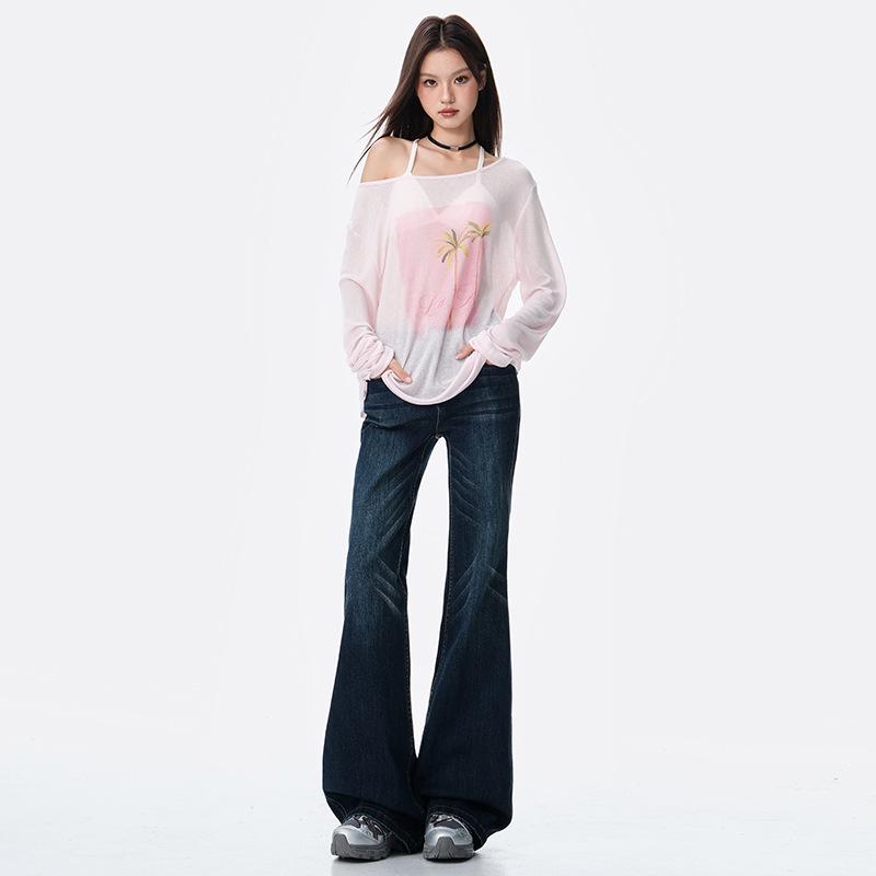 American Retro 2025 Autumn Women's Spicy Micro Flare Stretch Jeans - Slimming & Non-Clingy Flared Pants