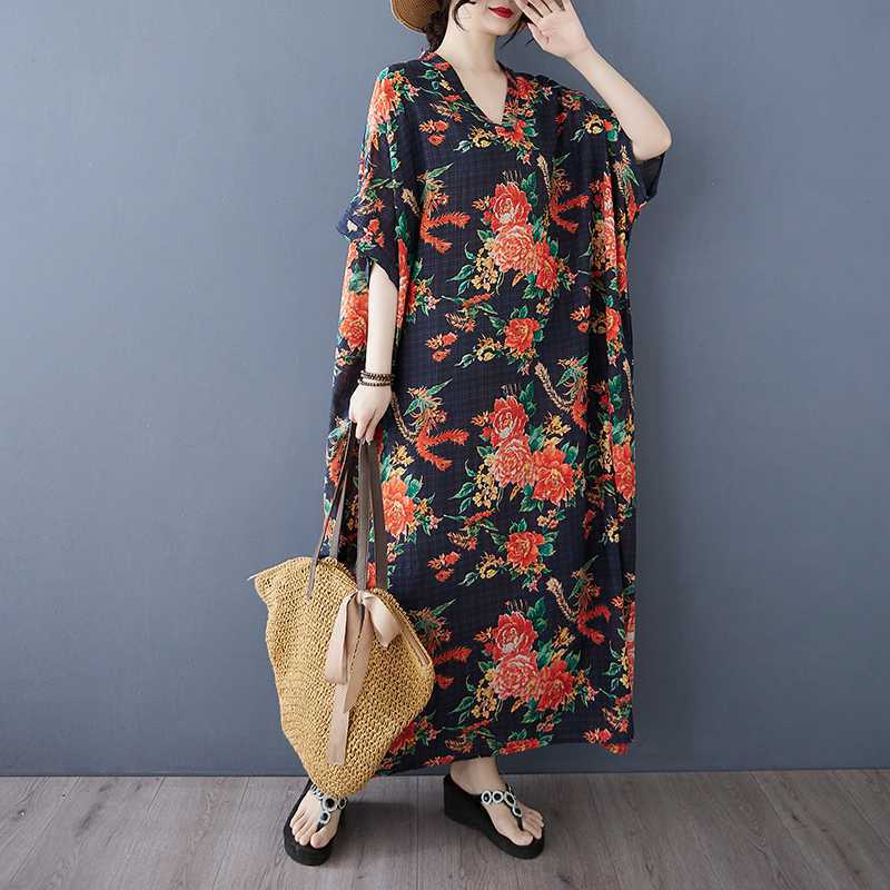 Летнее цветное дорожное платье с V-образным вырезом в стиле ретро, длинная юбка, хлопок-лен