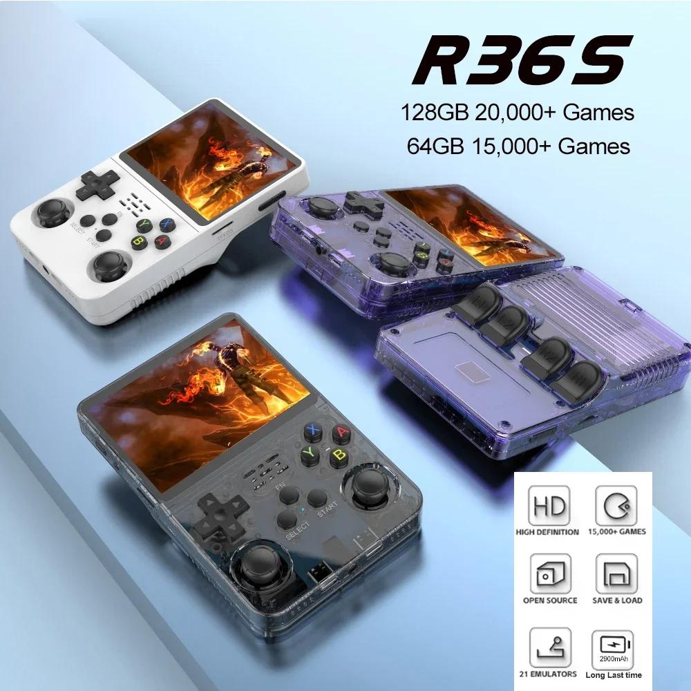R36S ретро портативная игровая консоль Linux система 3,5-дюймовый IPS экран портативный карманный видеоплеер 64G 128GB игры детский подарок
