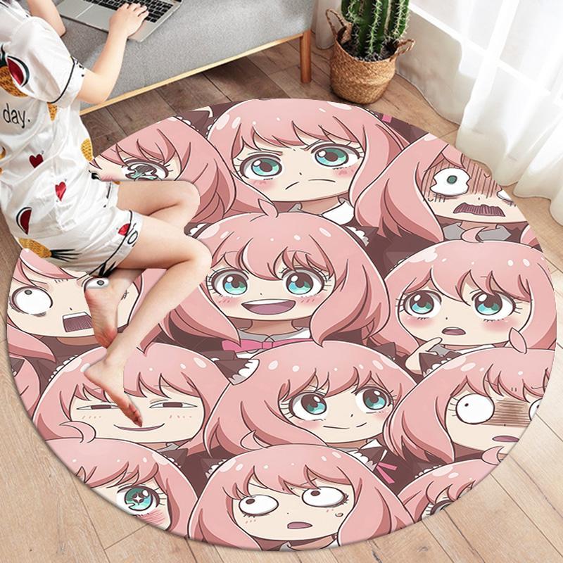 Spyfamily Round Area Rug Carpet Rug For Living Room Bedroom Sofa Playroom Decor Nonslip Floor Mat