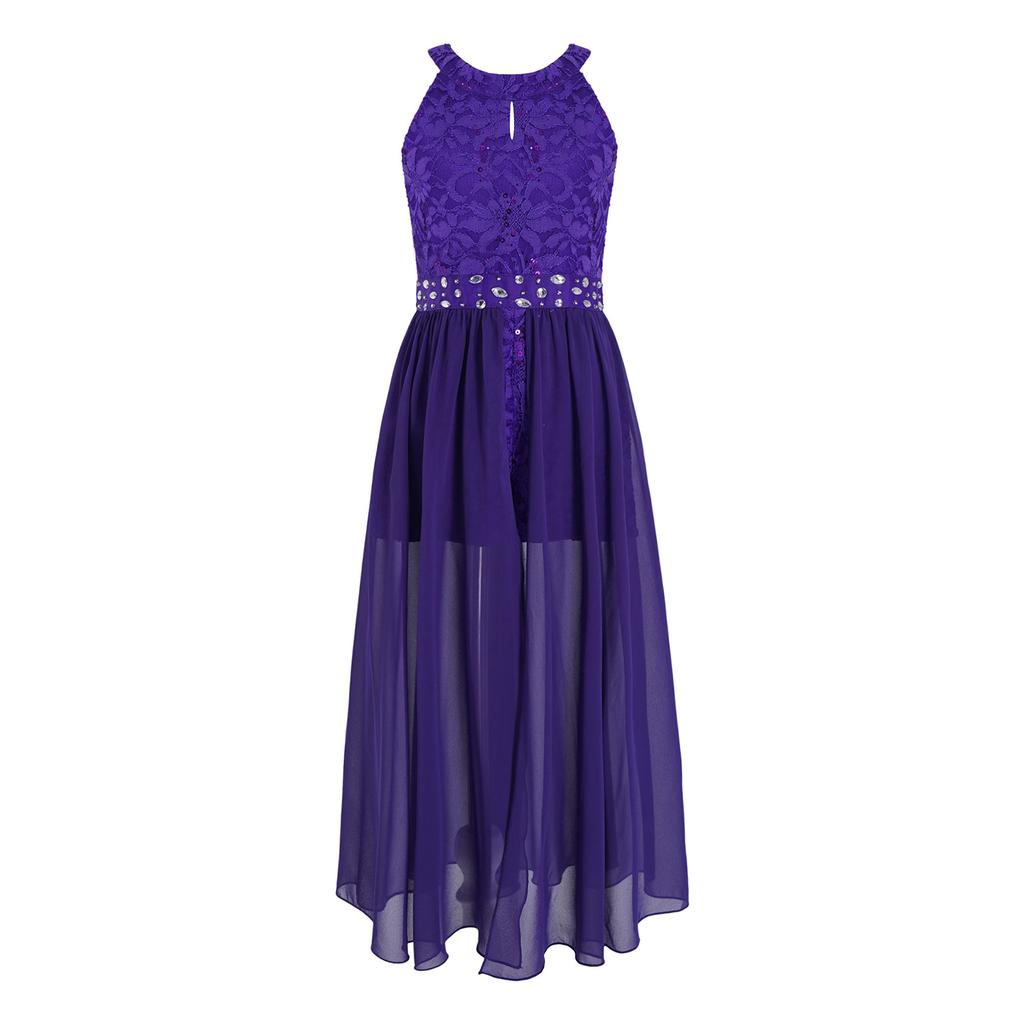 Платье макси для девочек, кружевное платье со стразами и цветочным узором для девочек, пышное платье принцессы, сценические костюмы