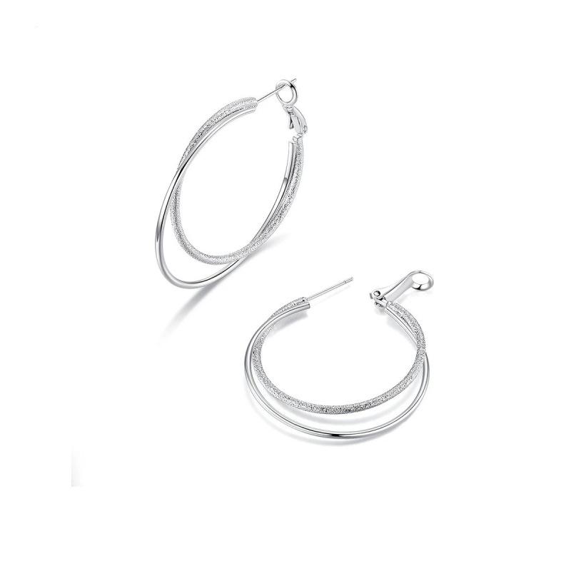 Серьги Tide Summer Silver Double Line Large Circle Thin Circle Temperament Gold Versatile Earrings