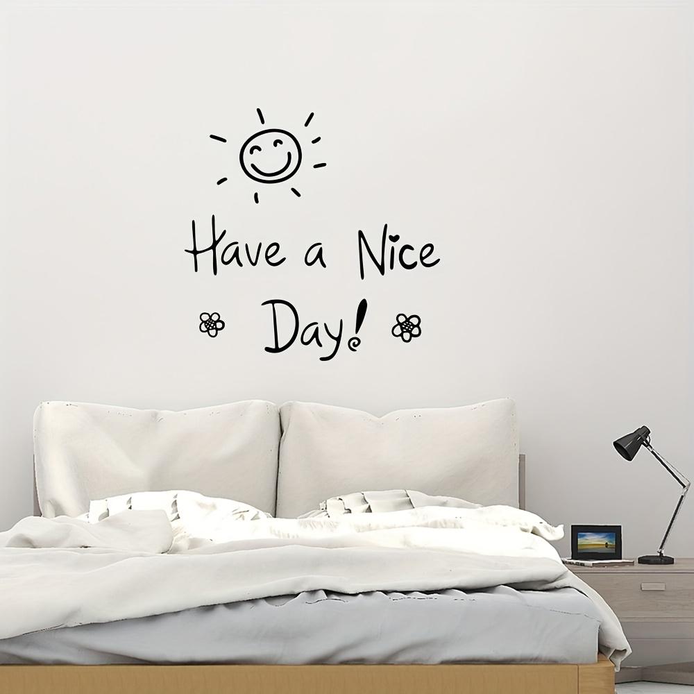 1pc Cheerful "Have a Nice Day" Wall Sticker with Smiling Face & Flowers-Modern PVC Self-Adhesive Decor for Living Room, Bedroom