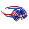 Повязка на голову с американским флагом, День независимости, 4 июля, красный, белый, синий, с бантом, декор, обруч для волос для девочек, аксессуары для волос