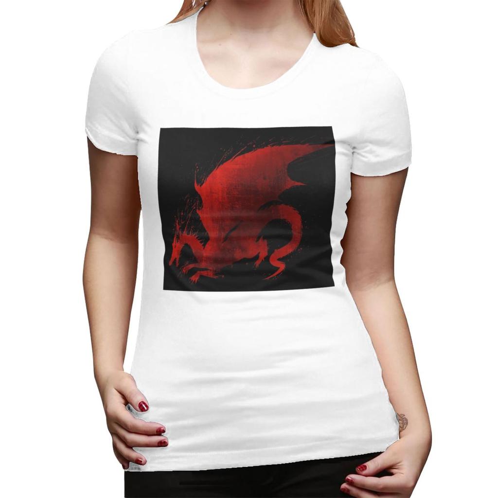 Футболка Dragon Age Origins Кровавый Дракон V2 для Женщин С Круглым Вырезом Уличная Одежда Футболки Женские Футболки Короткая Летняя Одежда Топы