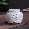 Porcelain White Color Chinese Style Lotus Pattern Sealed Storage Tea Jar Travel Easy to Carry Power Spice Tea Box Teaware