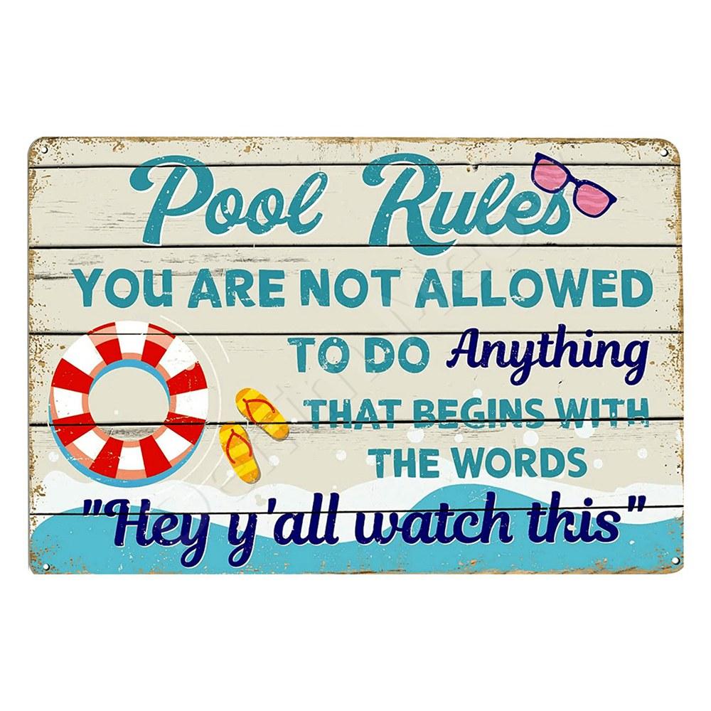Pool Zone Metal Sign Its OClock at the Pool Vintage Pool Sign Funny Pool Decor Tiki Bar Wall Art Outdoor Decor