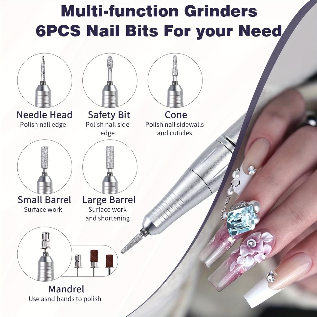 Professional Electric Nail Drill Machine, 45000 RPM Portable Rechargeable Nail File NAIL TOOLS