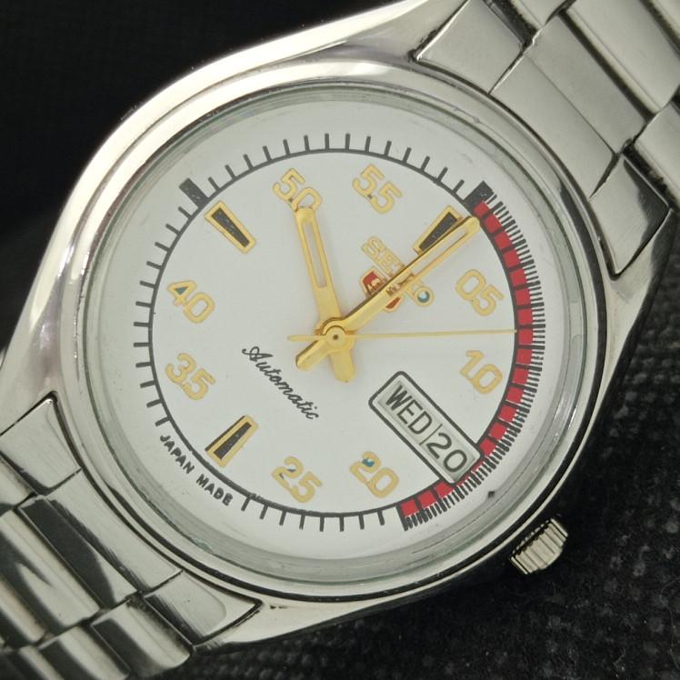 USED VINTAGE SEIKO 5 AUTOMATIC 7S26A JAPAN MENS WHITE WATCH 621b-a413551-2 SKU621b-a413551