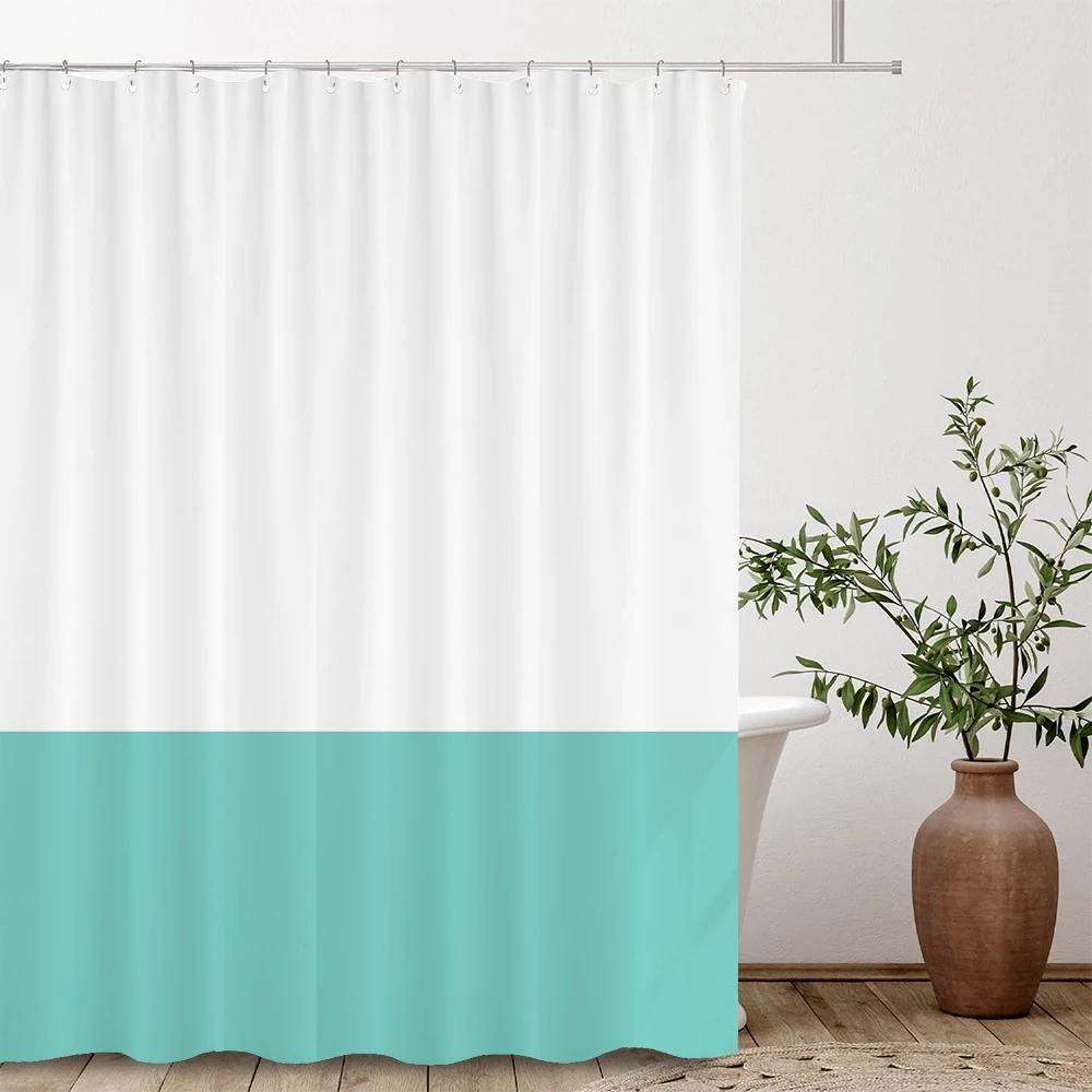 Белая Зеленая 2 Различных Цвета Сшитая Шторка для Душа, Текстурная Ткань Декор для Ванной Водонепроницаемая Ткань Шторка для Душа С Крючками