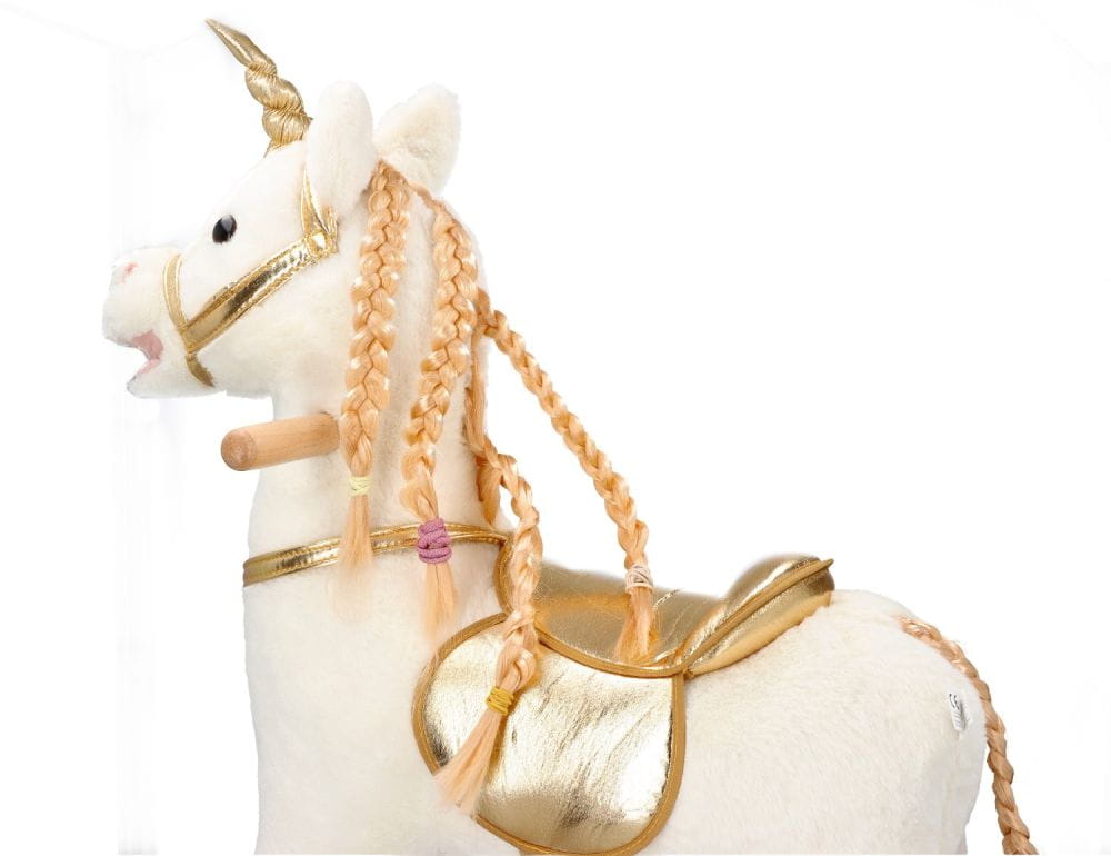 Adam Toys Złoty Jednorożec - Koń Na Biegunach Jeździk 2W1