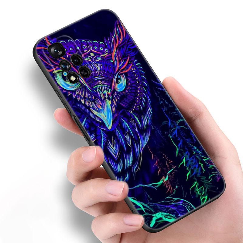 Lovely Animal Owl Black Silicone Phone Case For Xiaomi POCO X3 X4 NFC F5 M3 M4 M6 X5 X6 Pro F3 F4 GT 5G C55 C65 M5