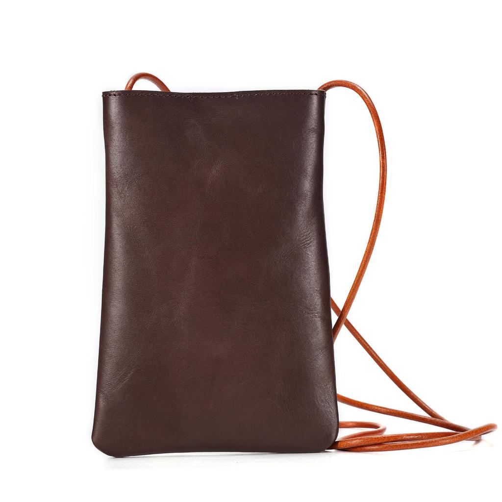 Genuine Leather Women's Mini Crossbody Cell Phone Bag - Simple, Solid Color, Versatile Shoulder Handbag for Outdoor Fashion