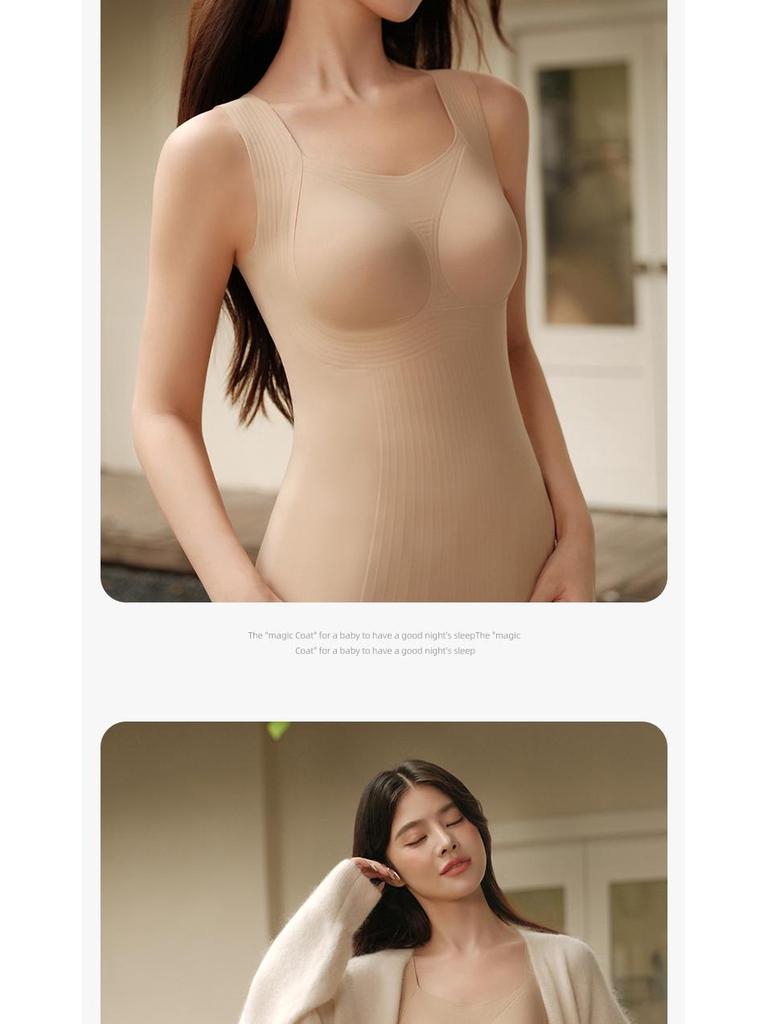 Seamless Fleece Shaping Vest: Flannel Warmth, Abdomen Control, Bra-Free Support for Women